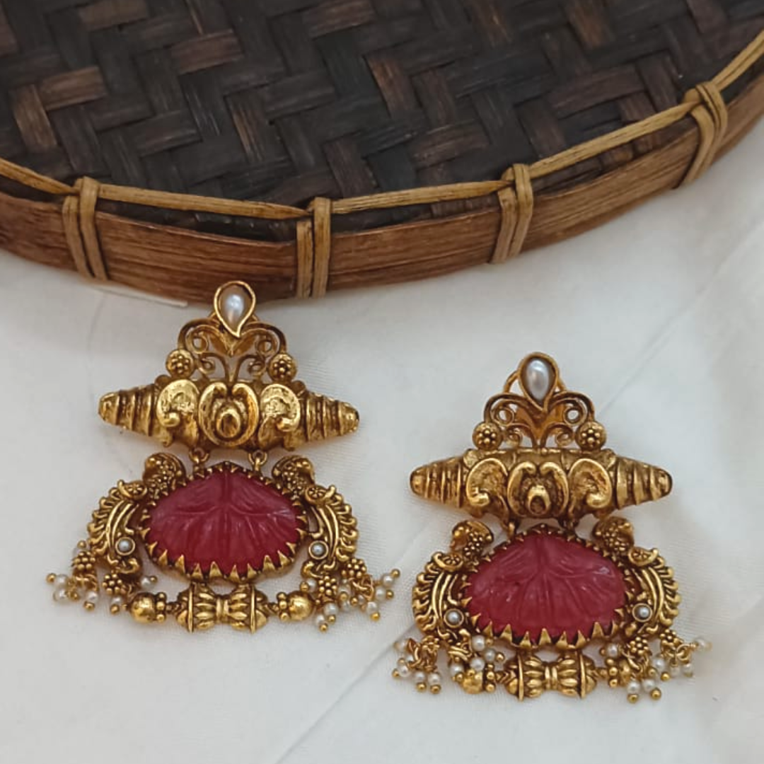 Mayuri Red Danglers by Rohita and Deepa Jewel Box by ARNAV