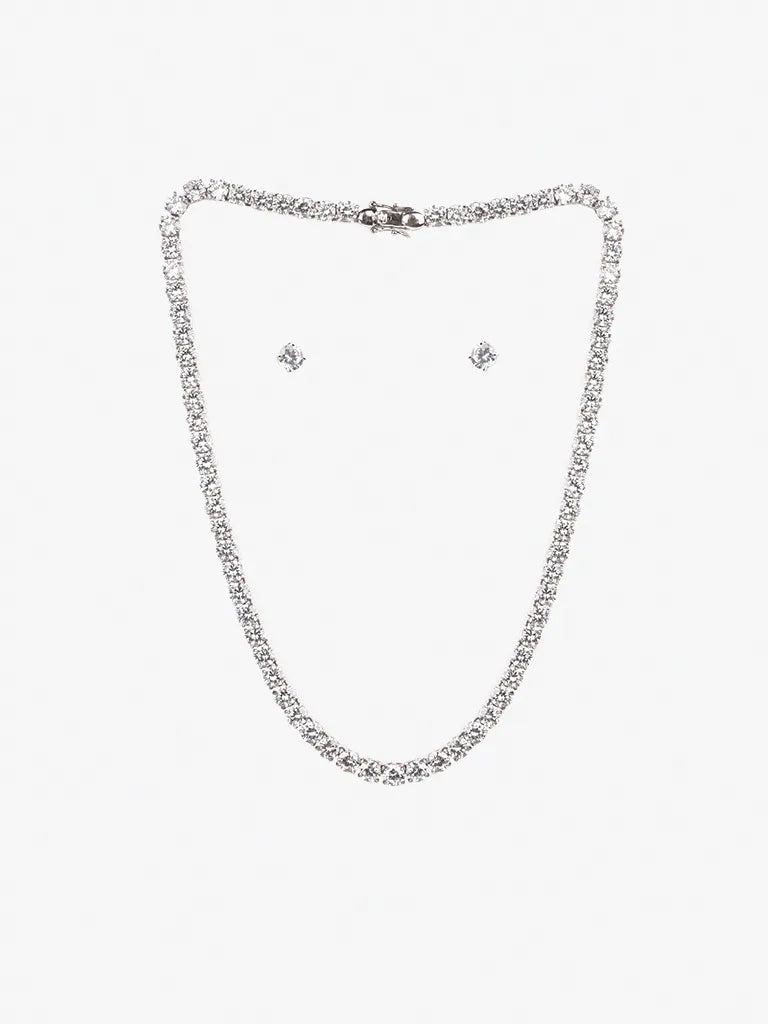 EQUAL SOLITAIRE FULL NECKLACE WITH EARRINGS