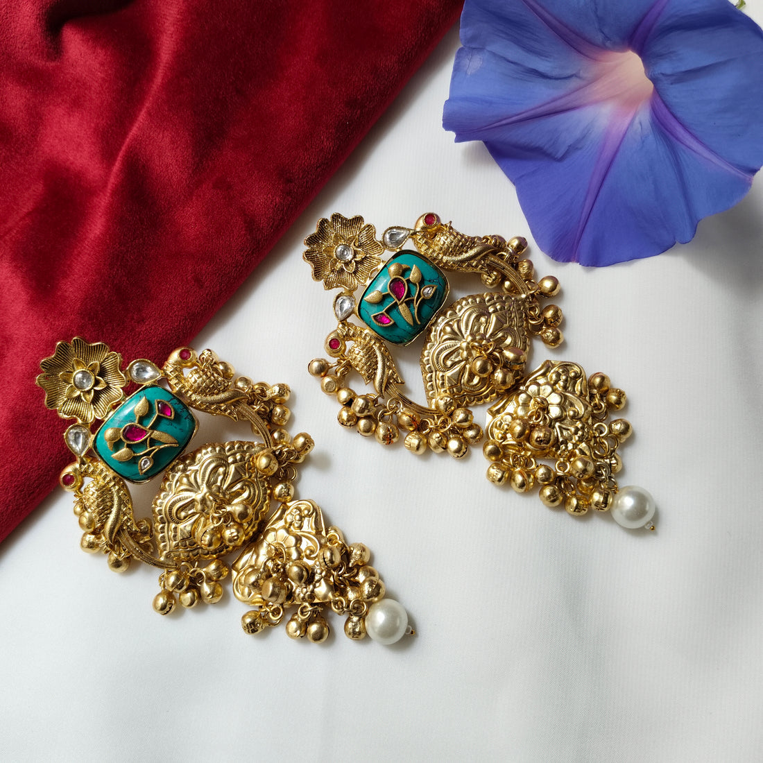 Golden Peacock Earrings