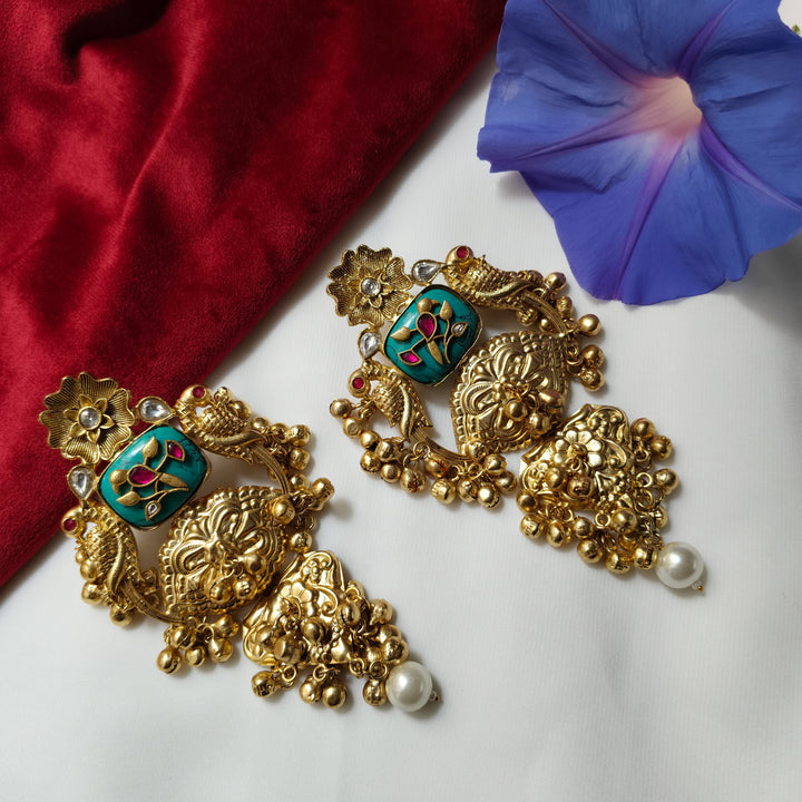 Golden Peacock Earrings