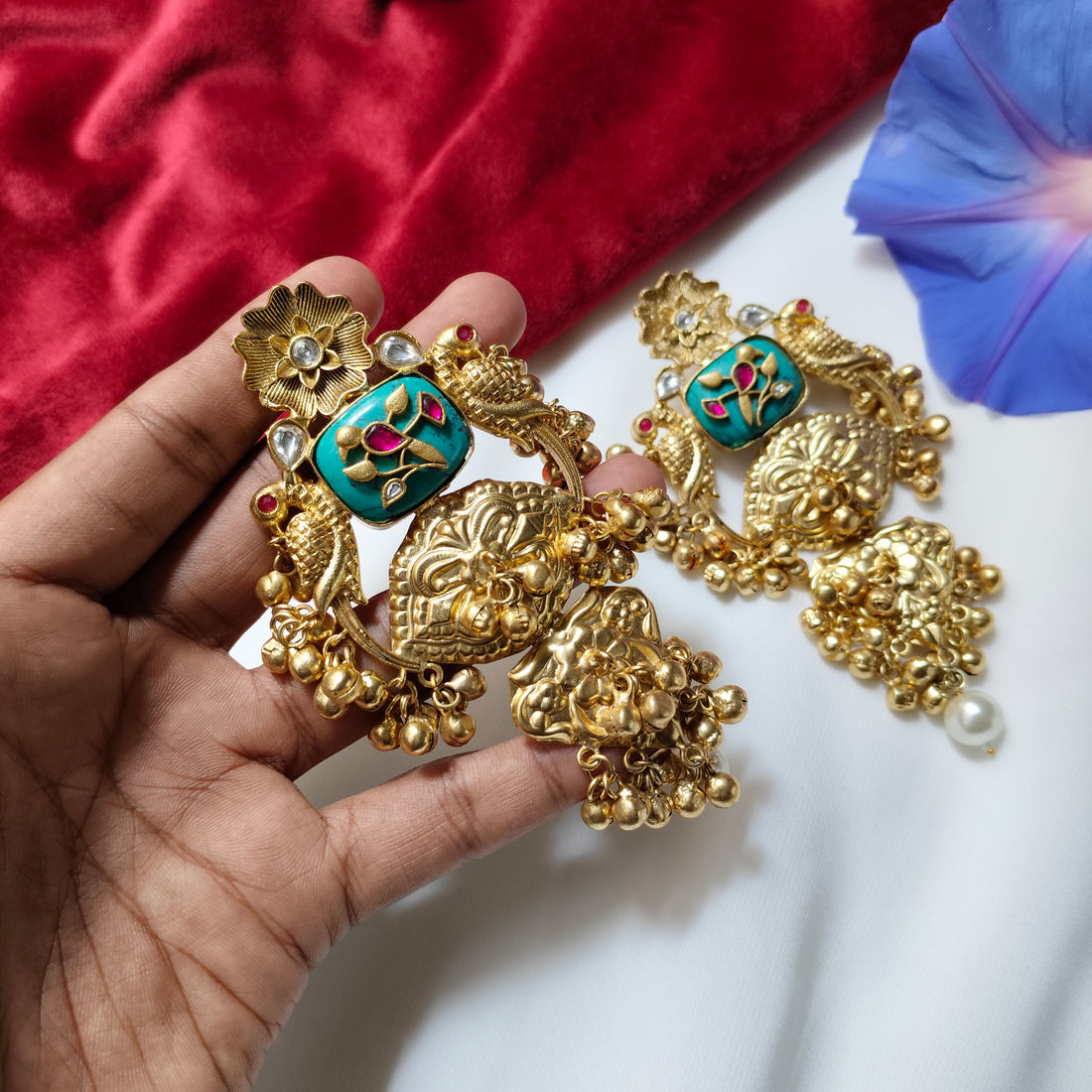 Golden Peacock Earrings