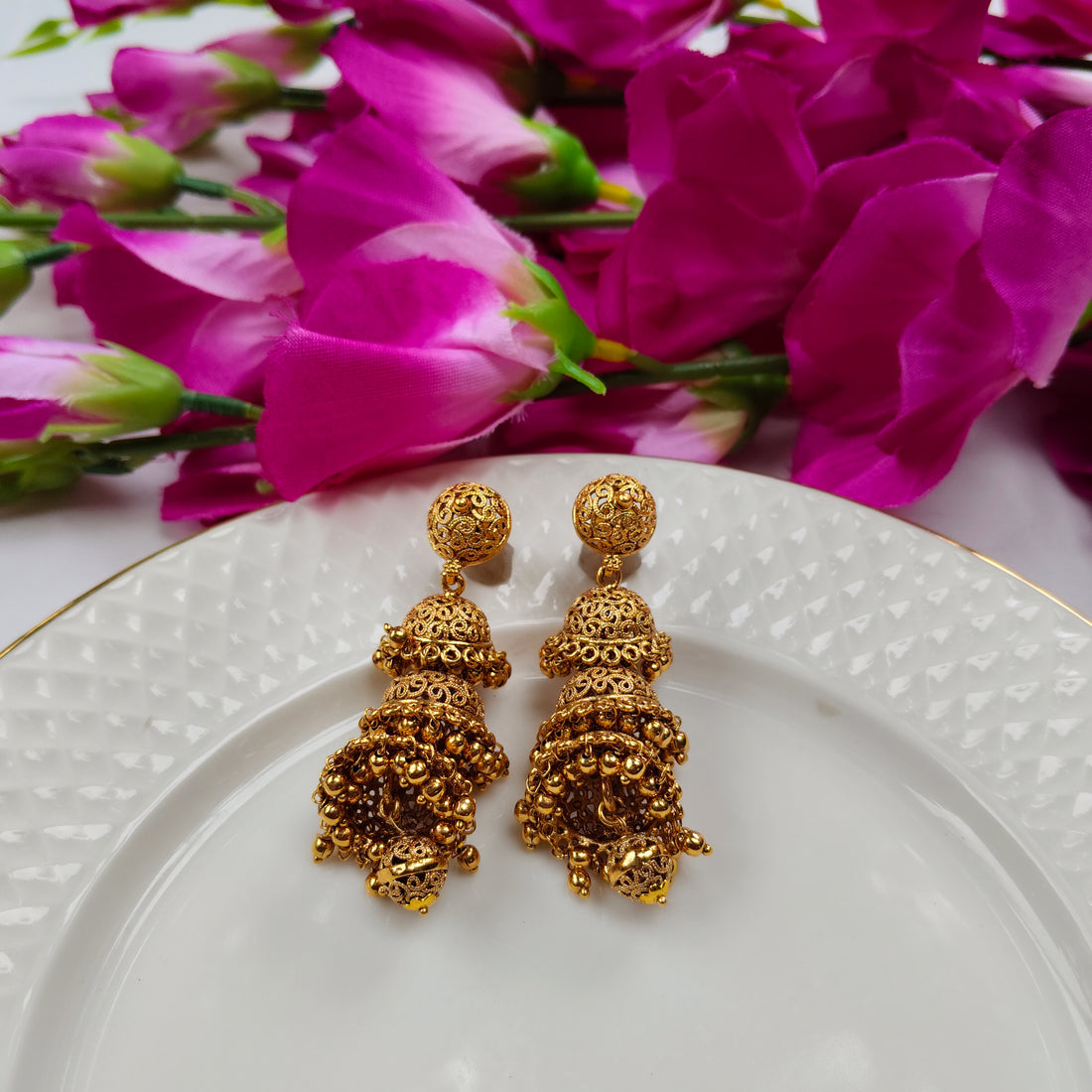 Unique Gold And Gemstone Earrings