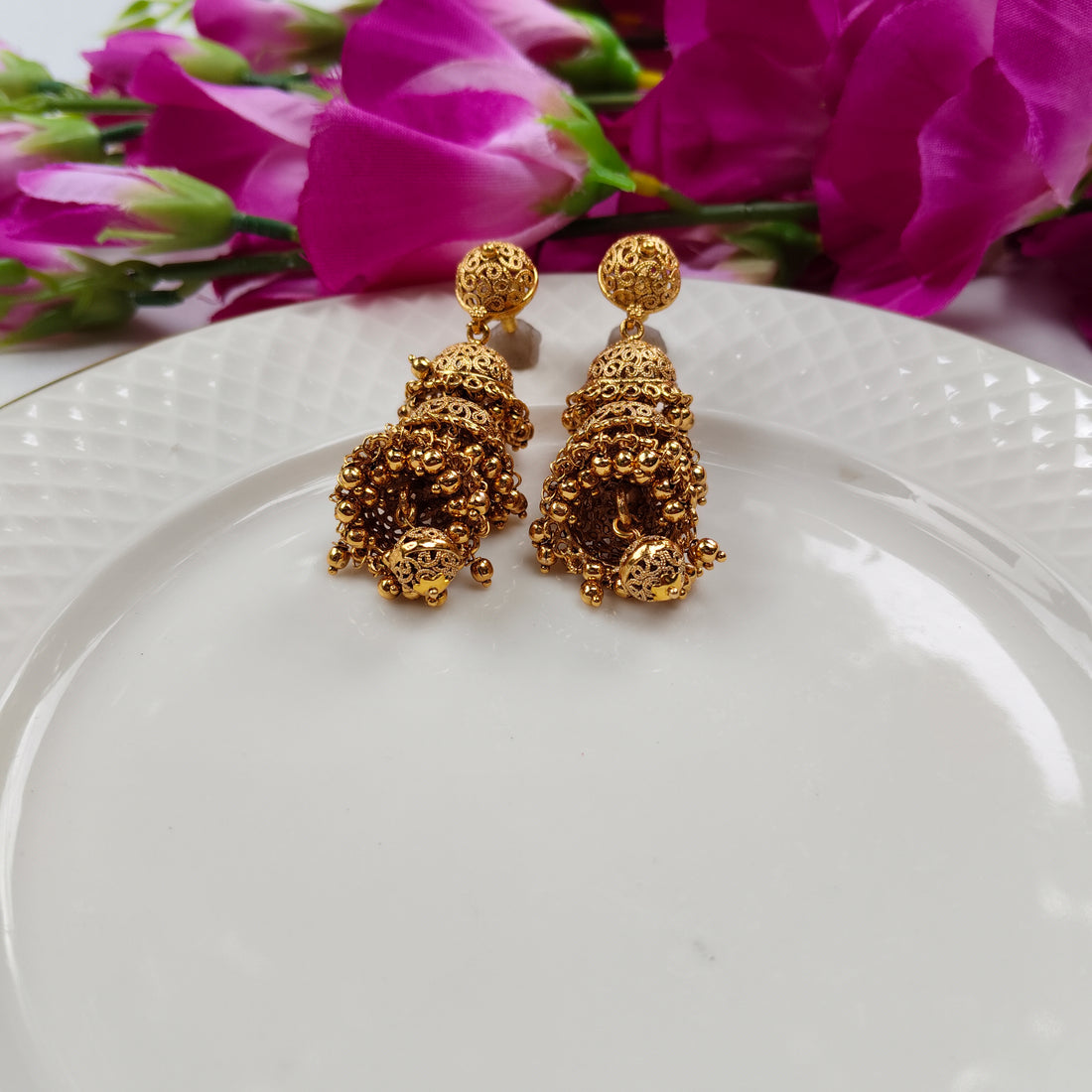 Unique Gold And Gemstone Earrings