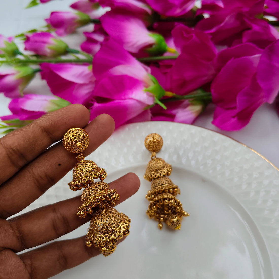 Unique Gold And Gemstone Earrings