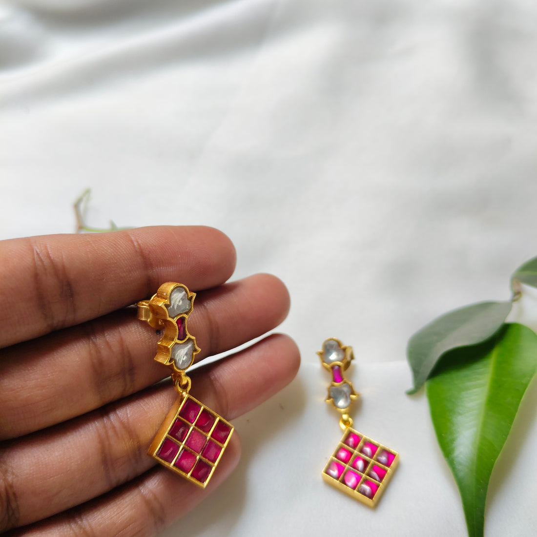 Ruby Grace Gold Drop Earrings