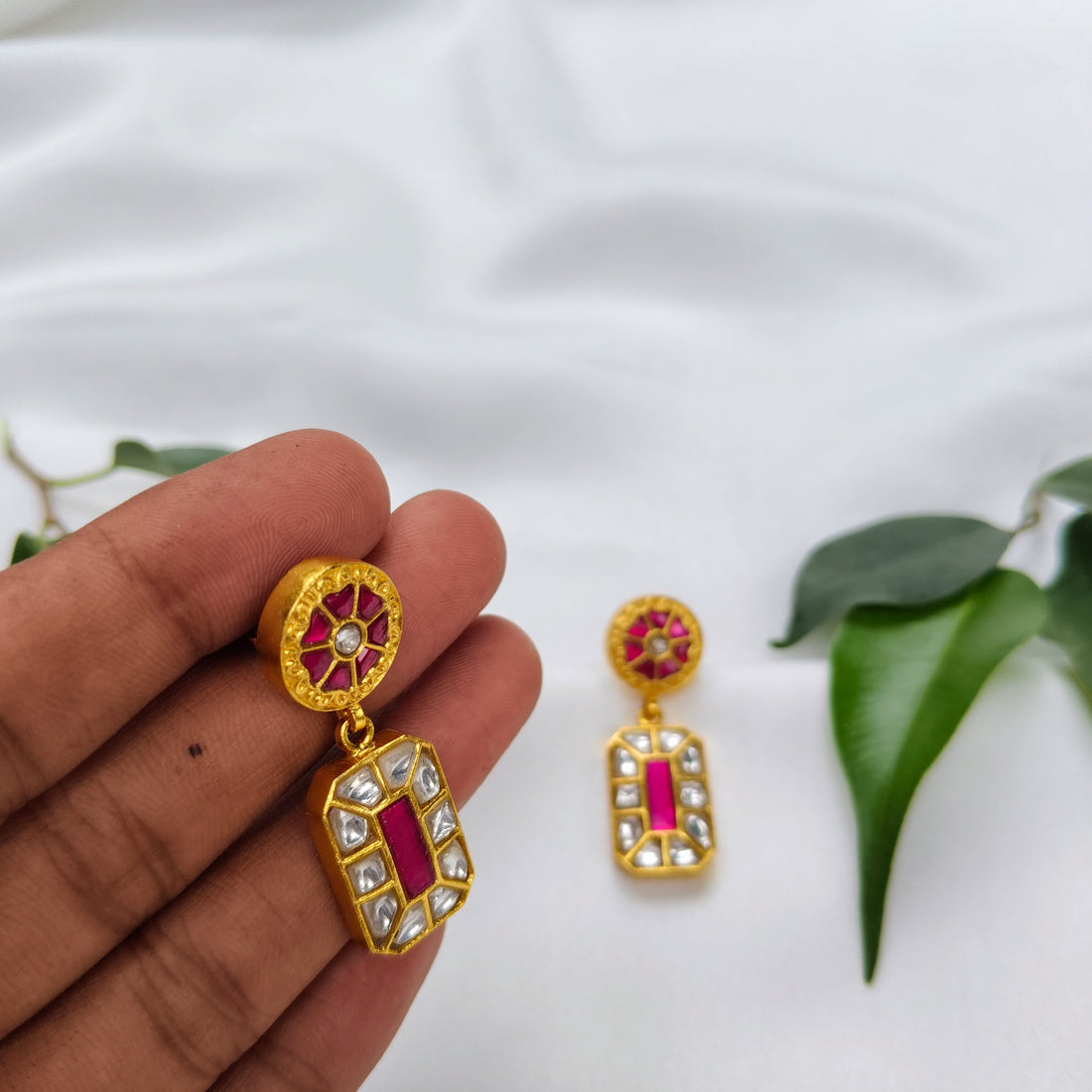 Crimson & Crystal Drop Earrings