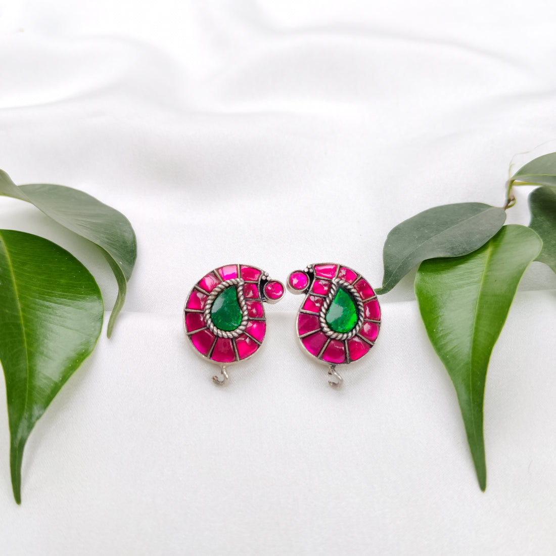 Crimson & Emerald Hoop Earrings