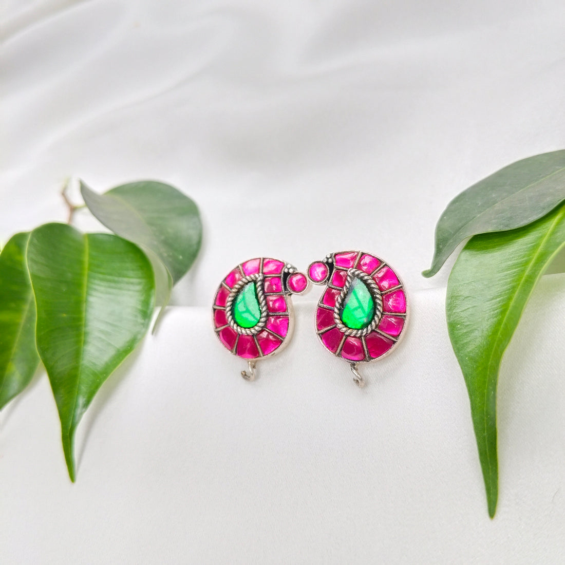 Crimson & Emerald Hoop Earrings