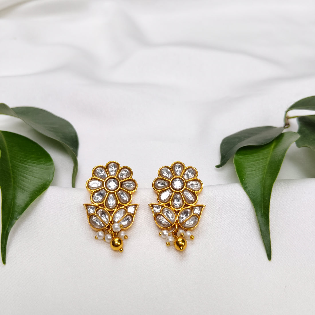 Diamond-Studded Blossom Earrings