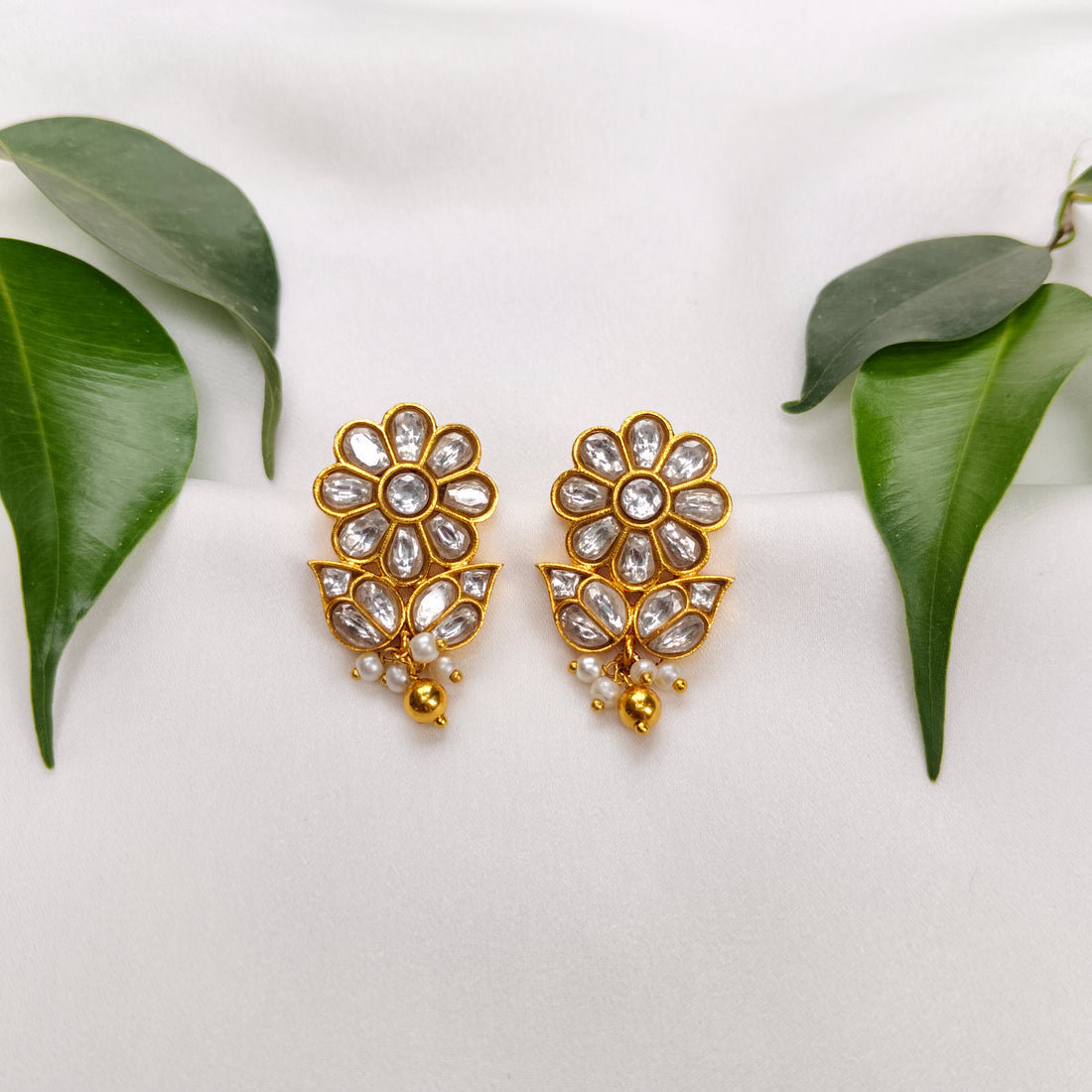 Diamond-Studded Blossom Earrings