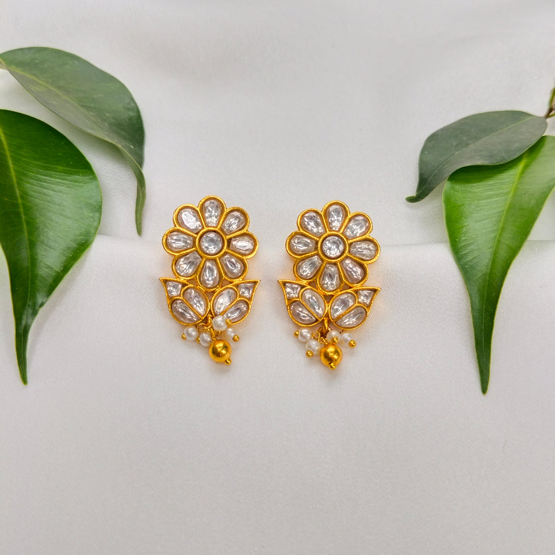 Diamond-Studded Blossom Earrings