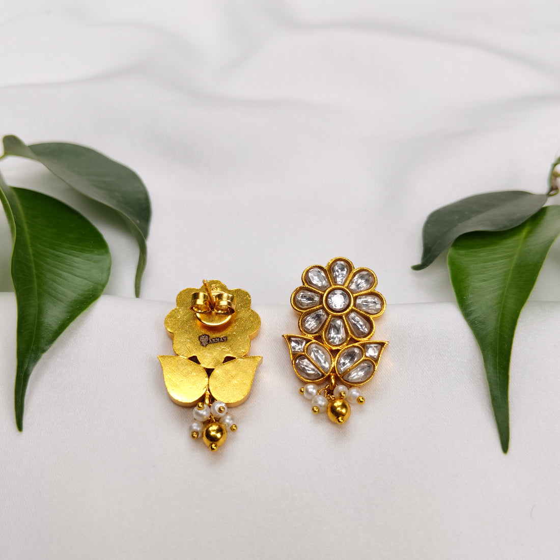 Diamond-Studded Blossom Earrings