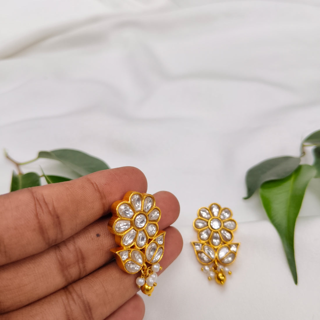 Diamond-Studded Blossom Earrings