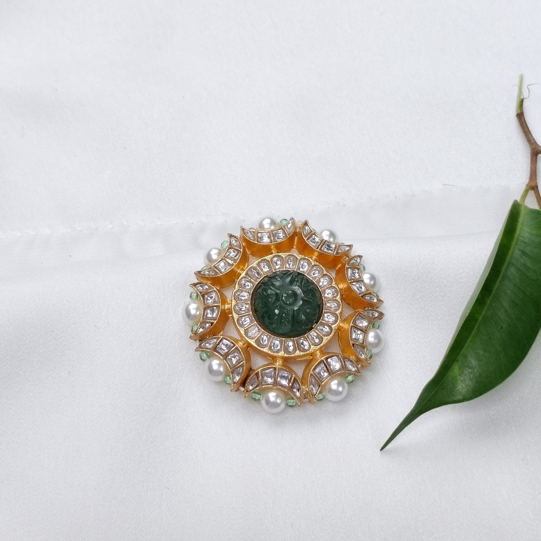 Diamond and Emerald Sunburst Pendant