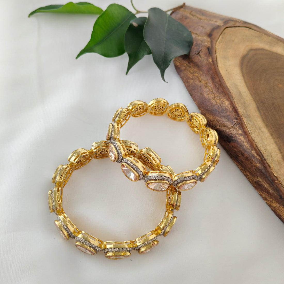 Gold-Tone Leaf Bangle Set