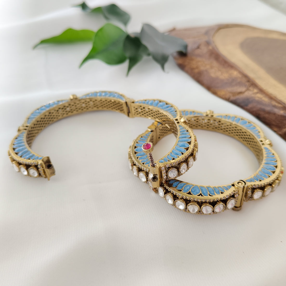 Turquoise and Diamond Bangle Set