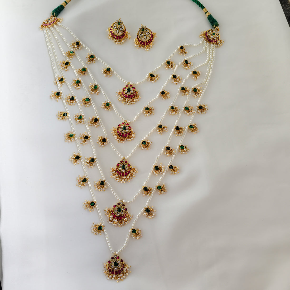 Pearl and Gemstone Bridal Necklace Set