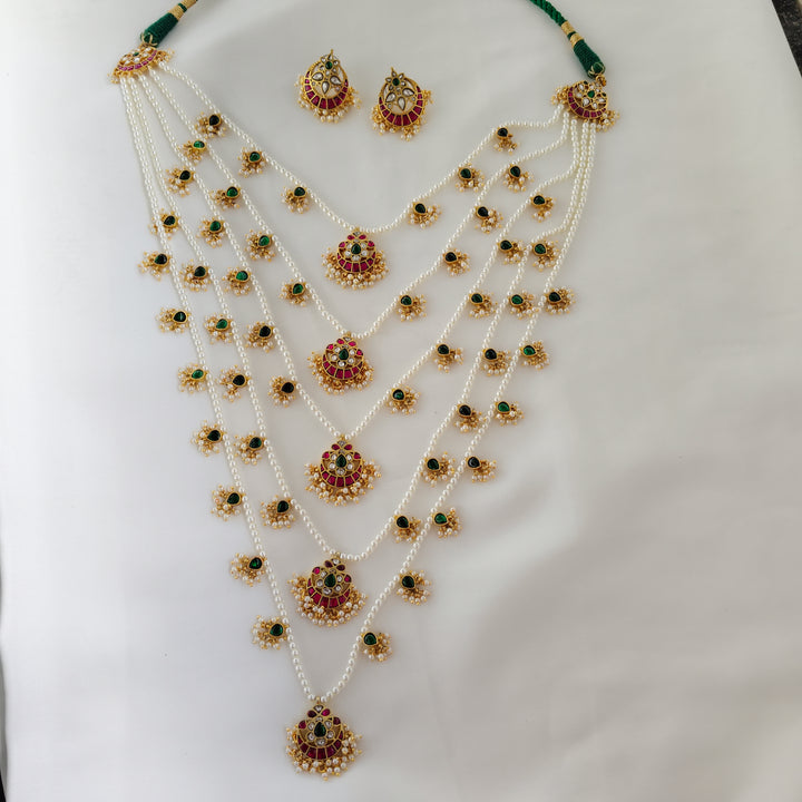 Pearl and Gemstone Bridal Necklace Set