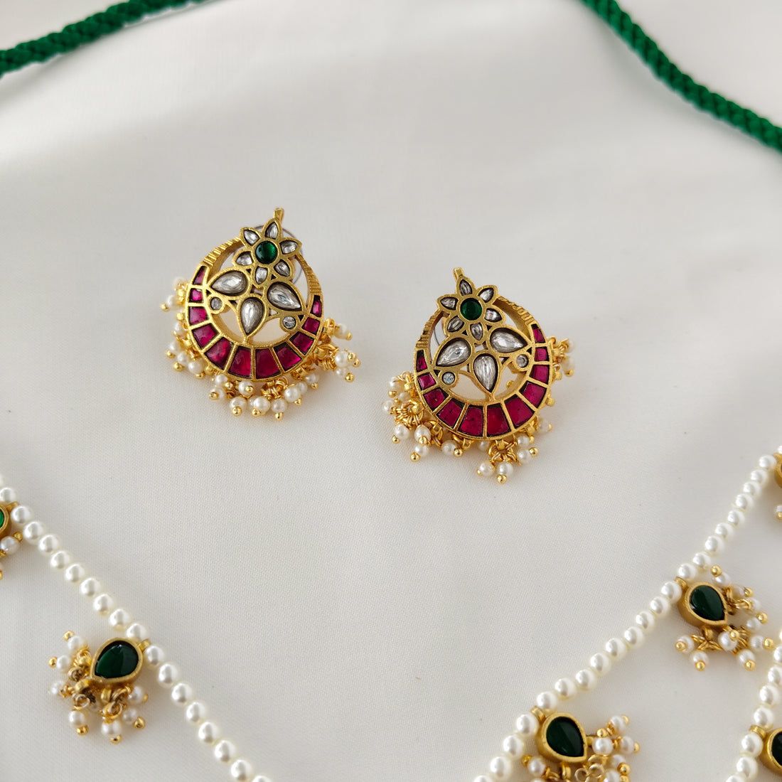 Pearl and Gemstone Bridal Necklace Set