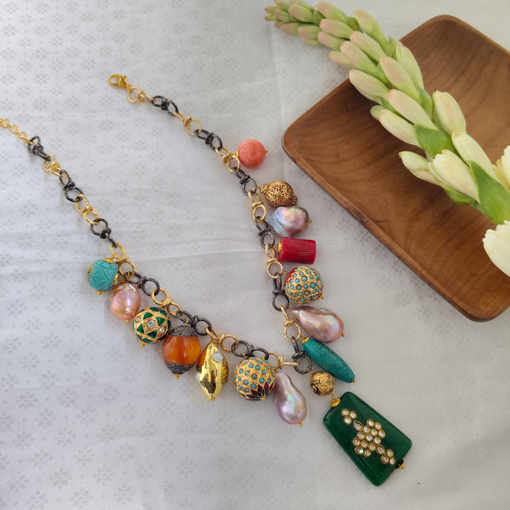 Colorful Brass Statement Necklace