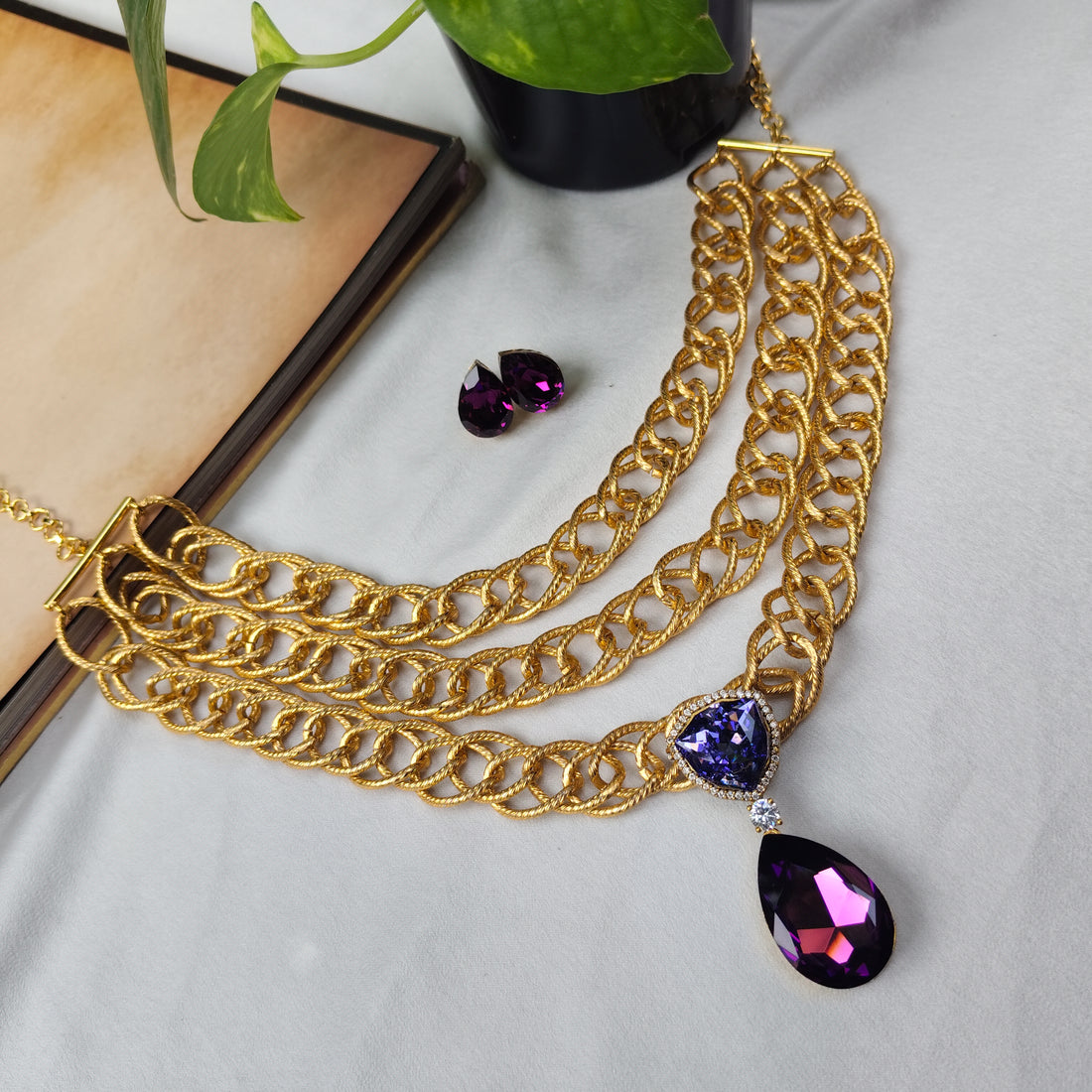 Triple Chain Statement Necklace