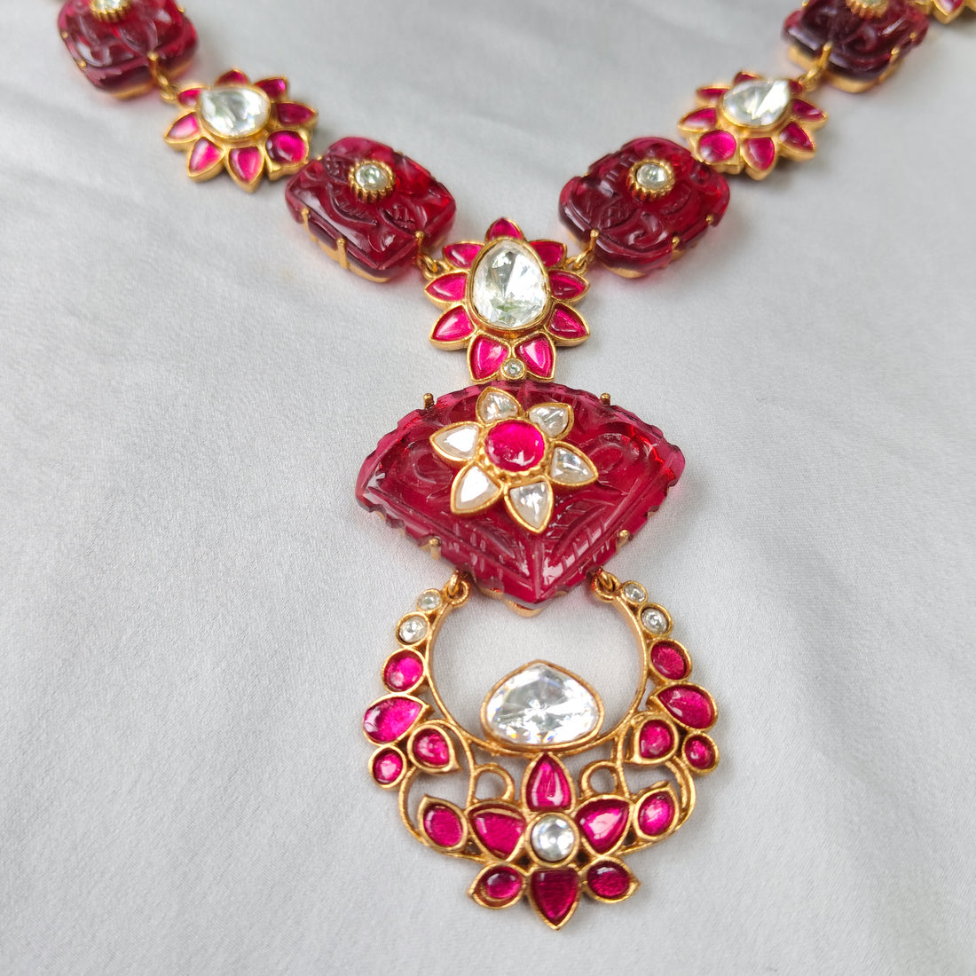 Crimson Blossom Necklace Set