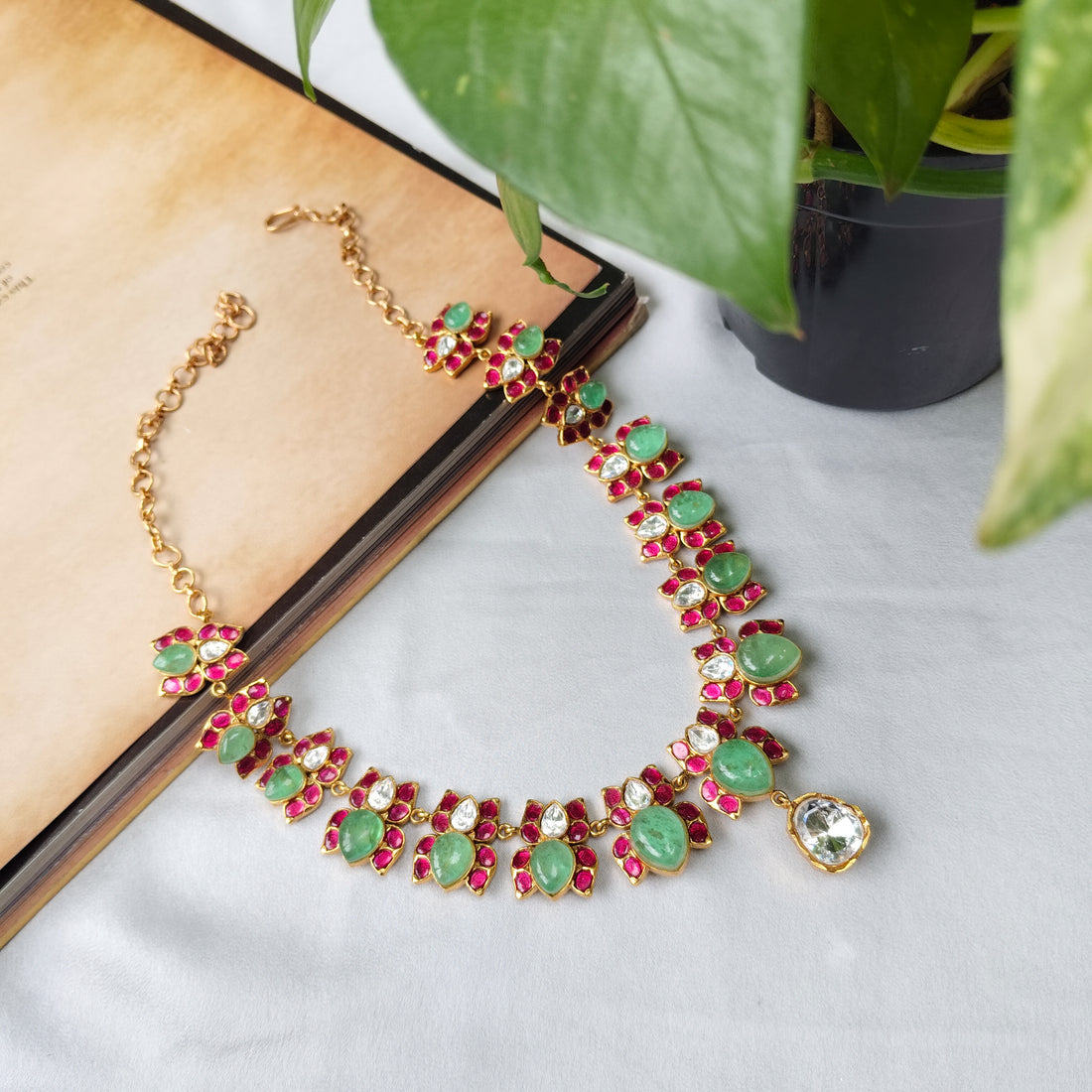 Emerald and Ruby Statement Necklace