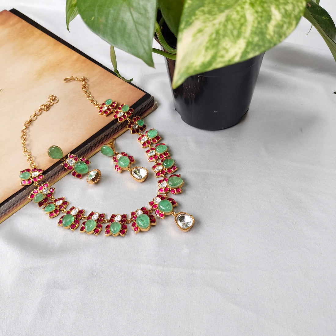 Emerald and Ruby Statement Necklace