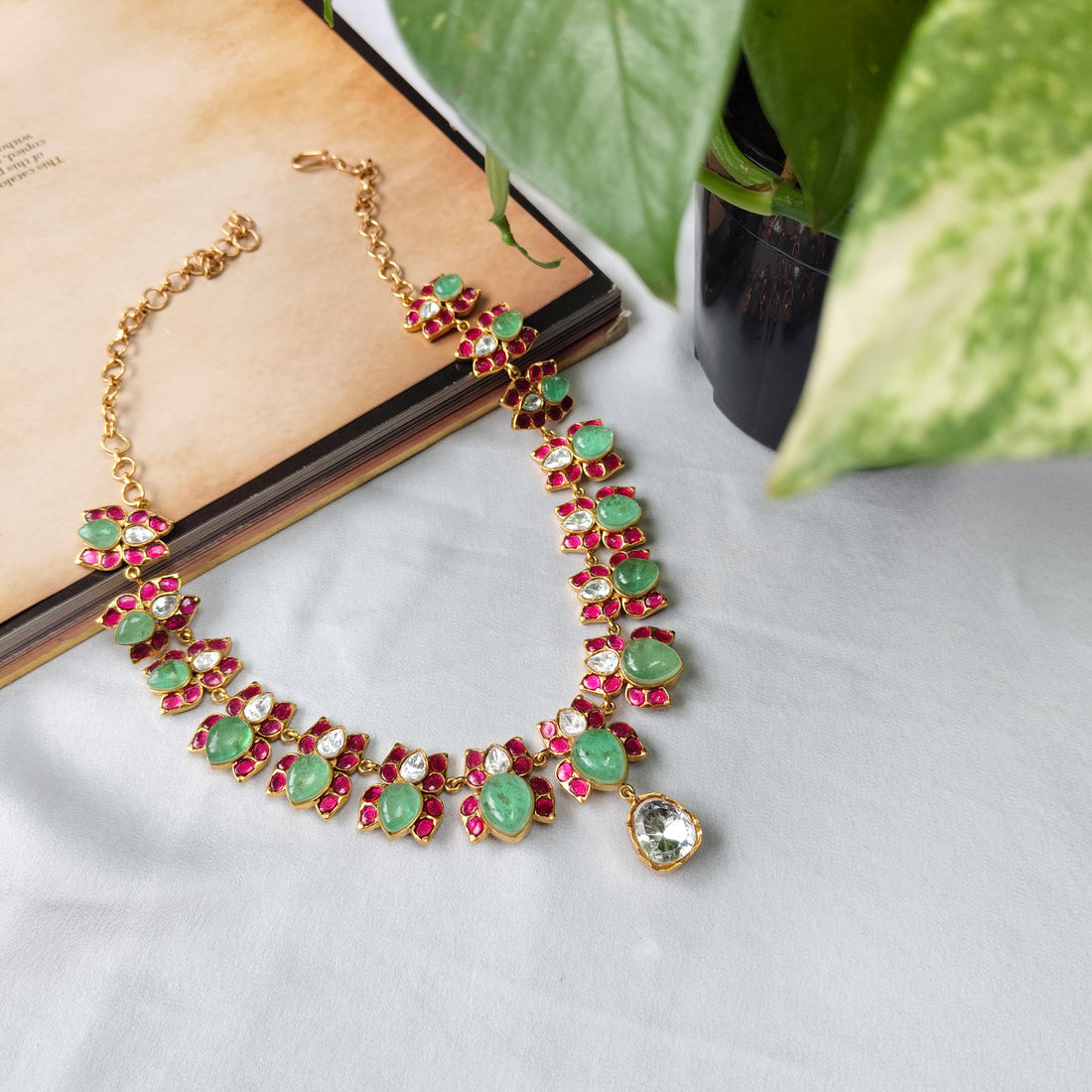 Emerald and Ruby Statement Necklace