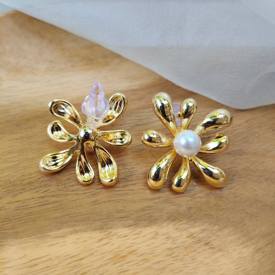 Golden Flower Stud Earrings