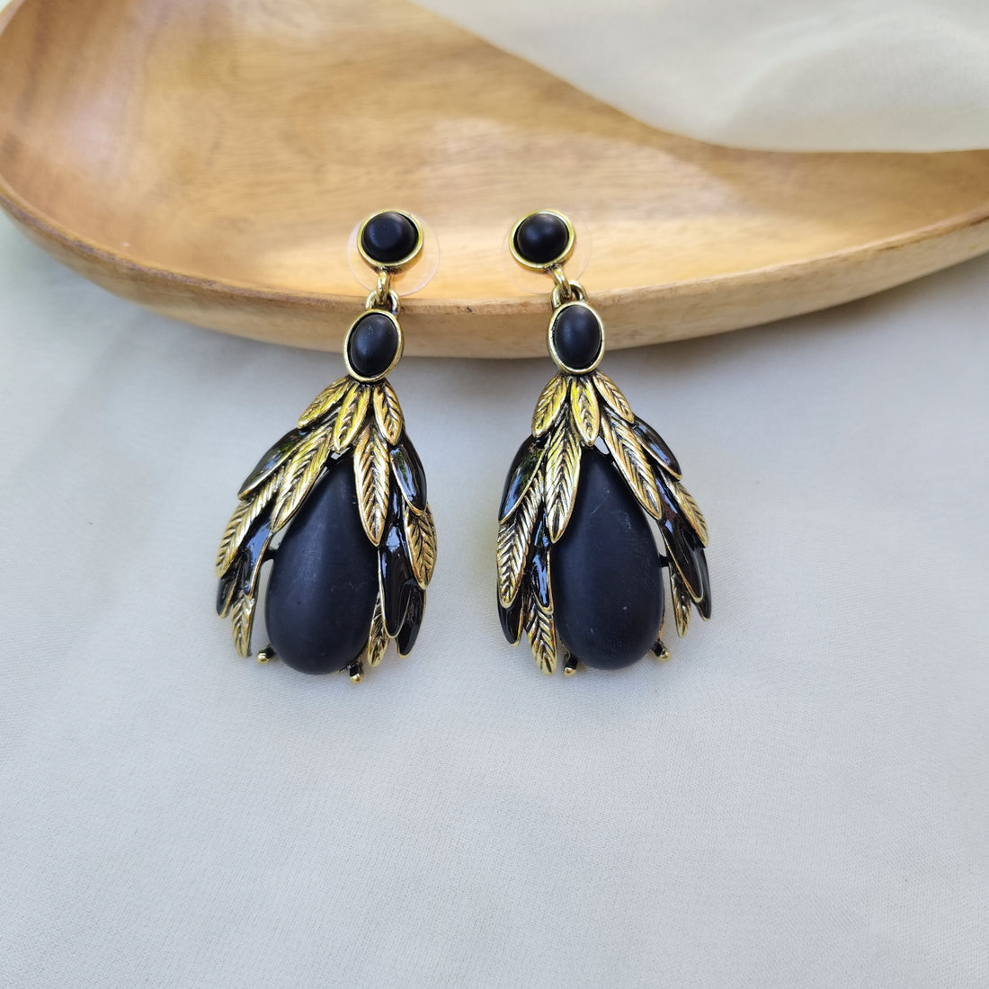 Gold and Black Statement Earrings