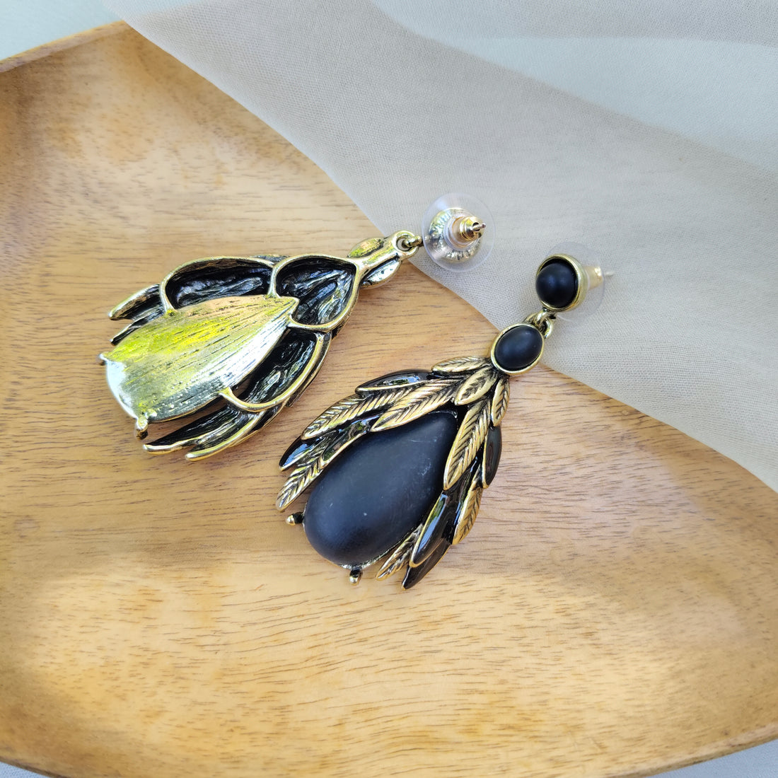 Gold and Black Statement Earrings