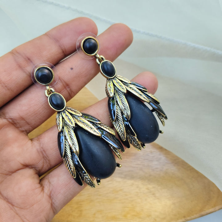 Gold and Black Statement Earrings