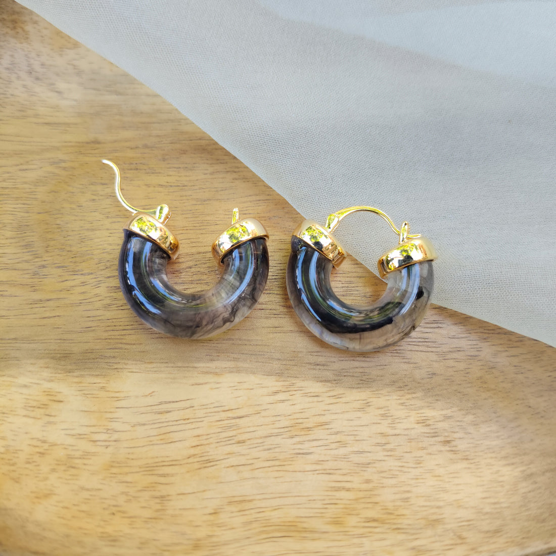 Marble Effect Hoop Earrings