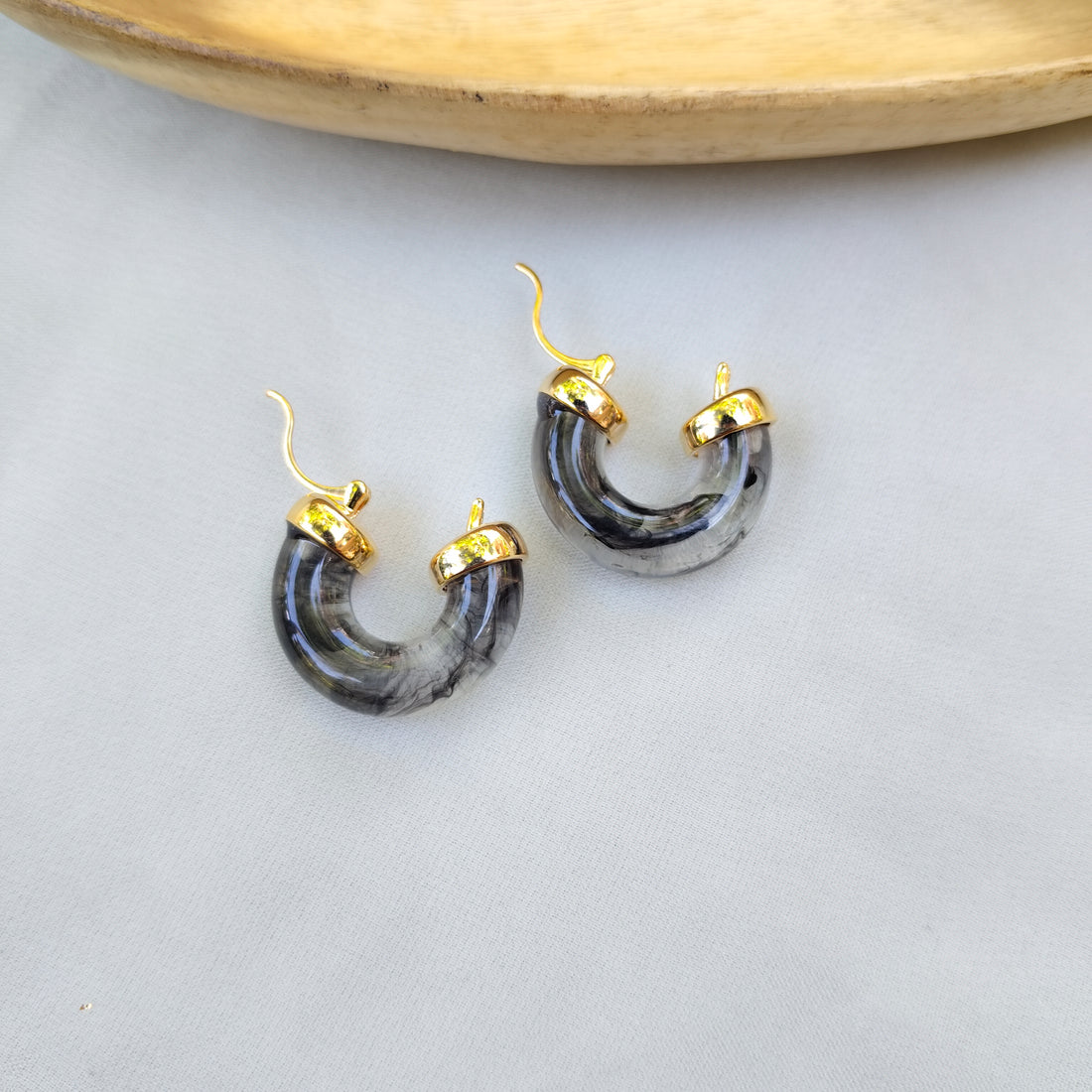 Marble Effect Hoop Earrings