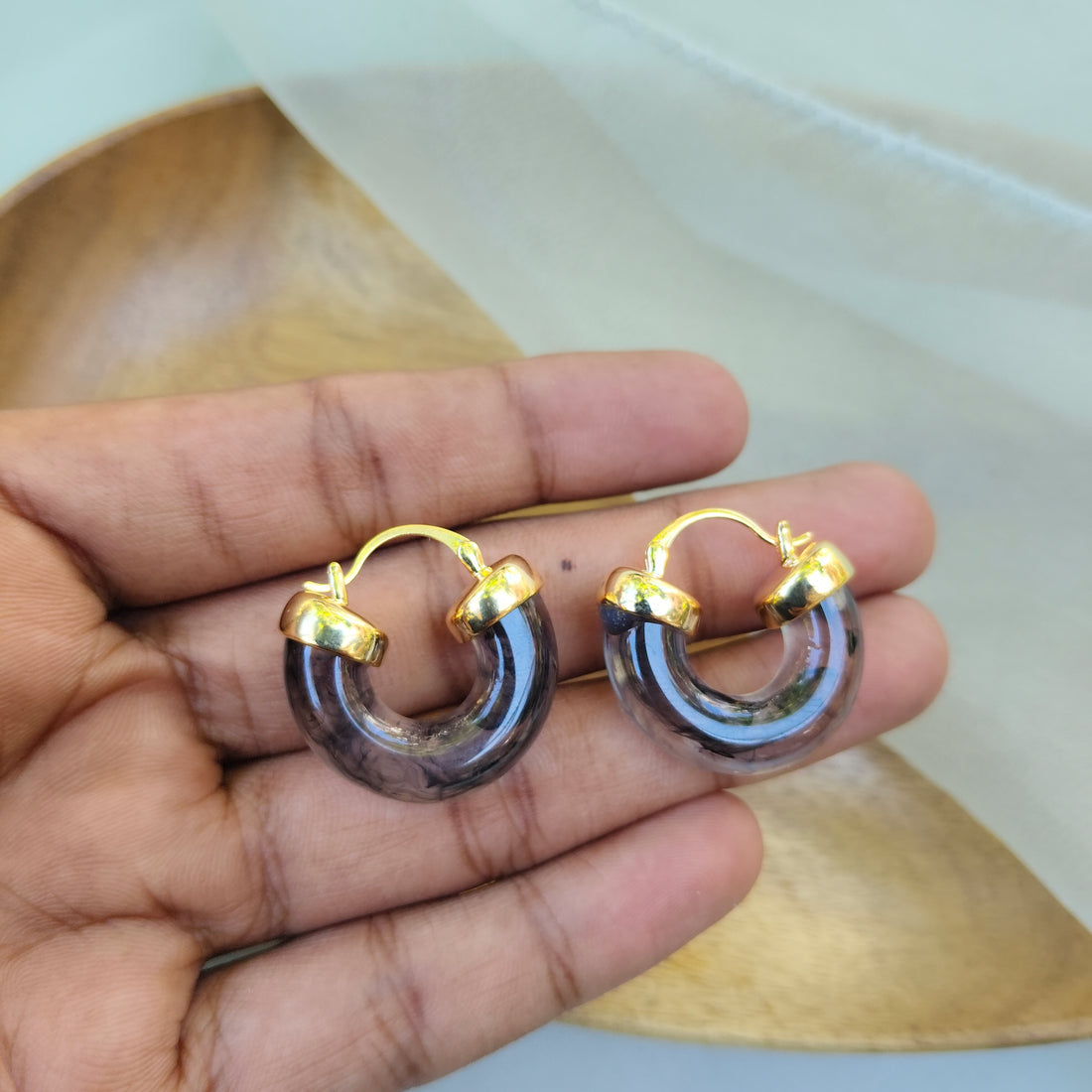 Marble Effect Hoop Earrings