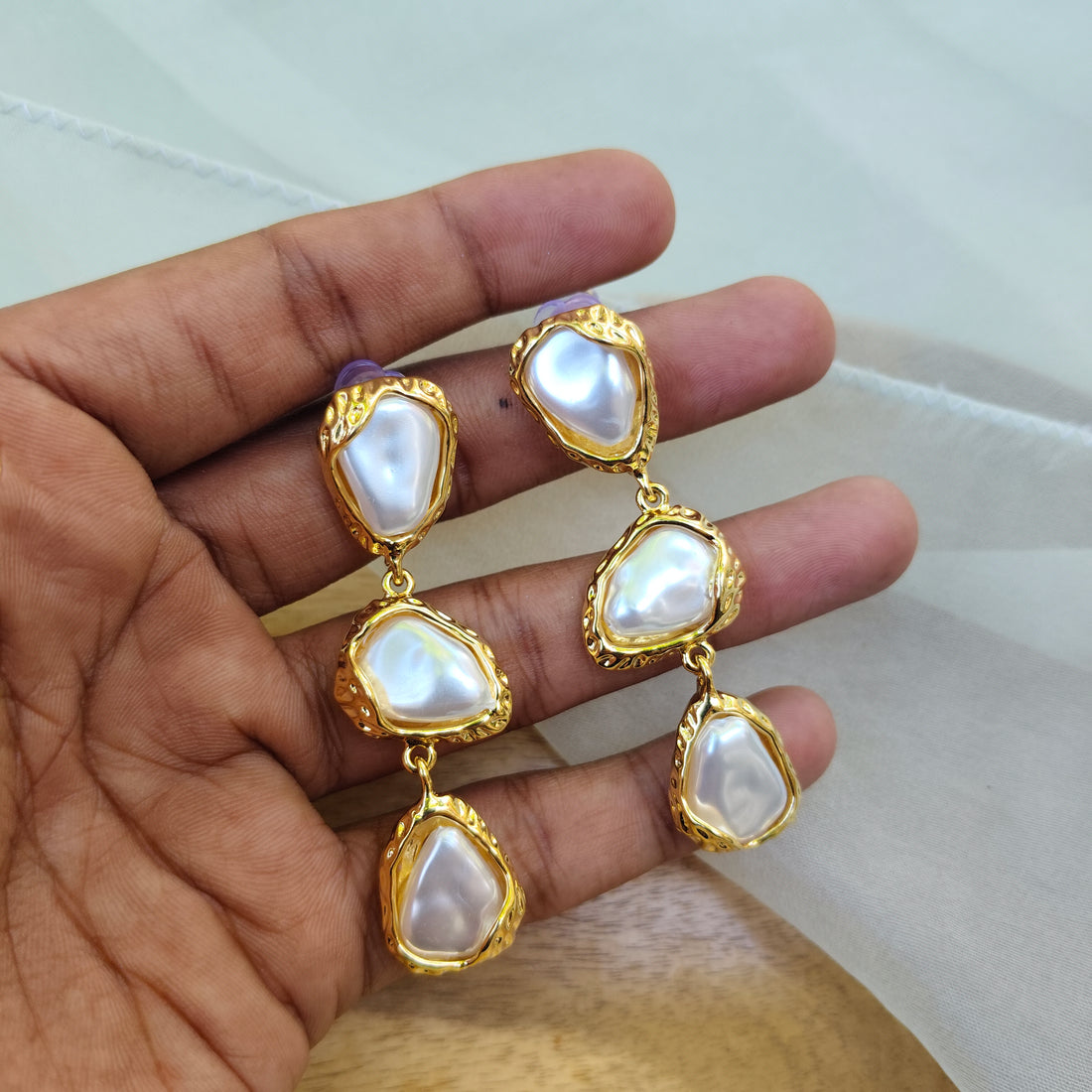 Gold-Accented Teardrop Earrings