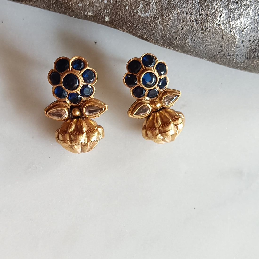 Blue Floral Potpourri Studs