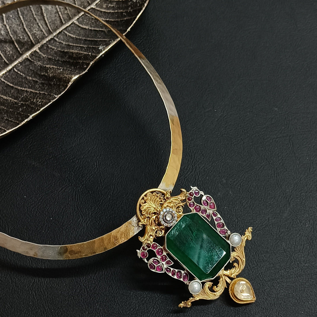 Peacock Green Cuff Necklace