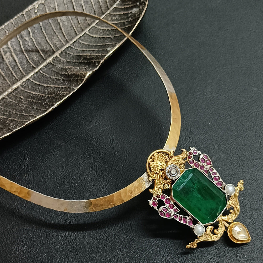 Peacock Green Cuff Necklace