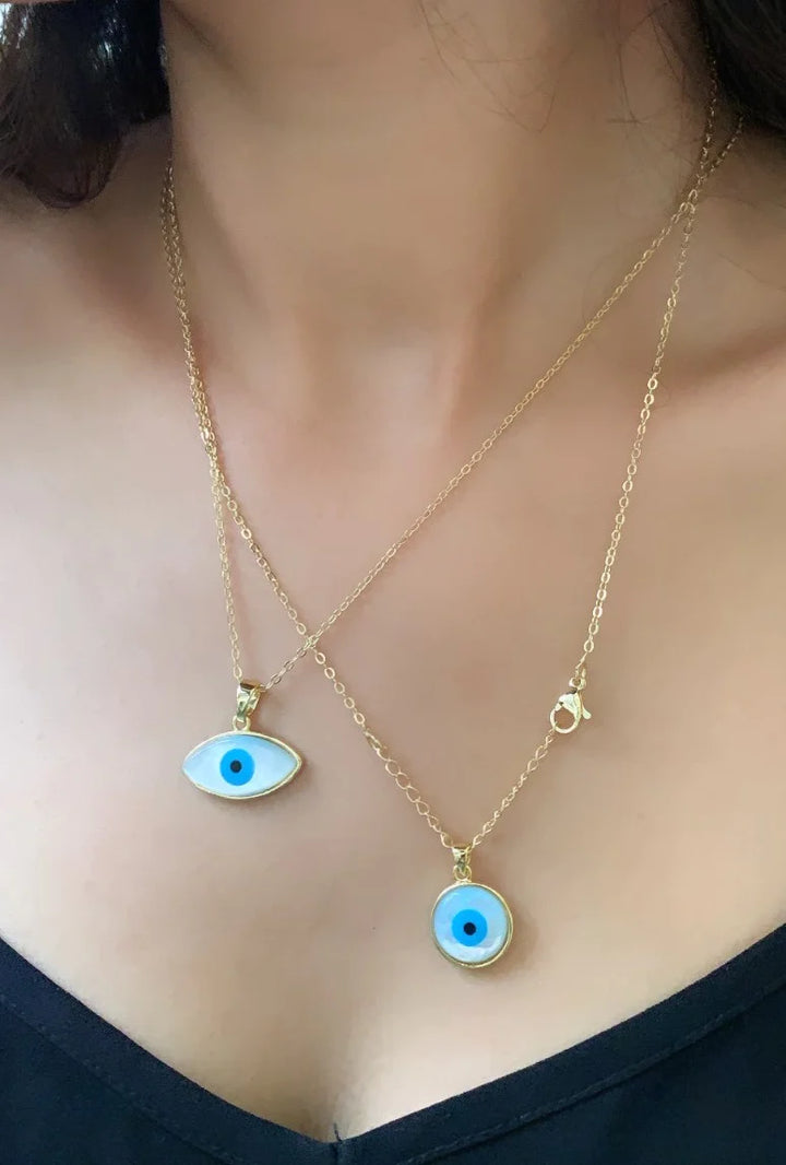 Round Blue Evil Eye Necklace