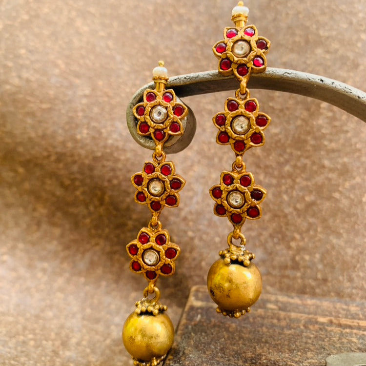 Three Floral Gundu Jhumki