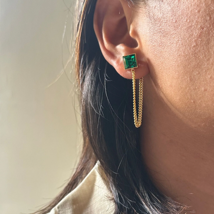 Velvet Veil Earrings (Emerald Green)