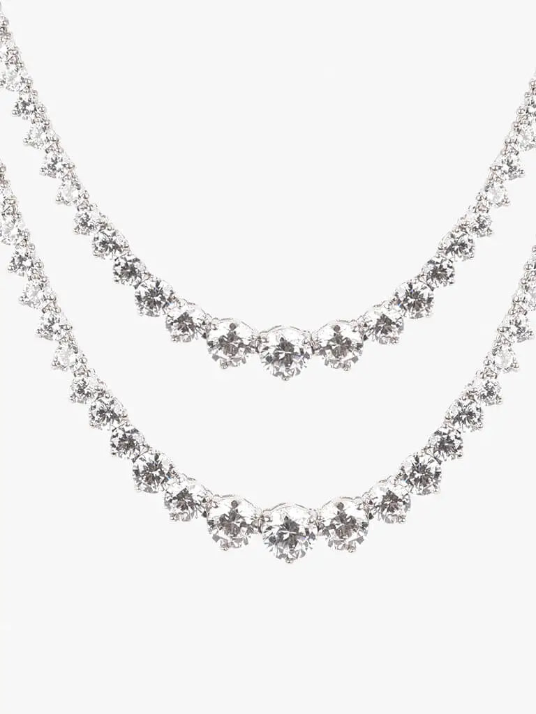 2 ROW SOLITAIRE NECKLACE WITH EARRINGS