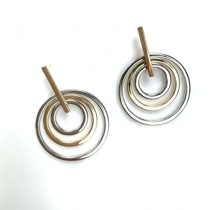 Three Circle Dangling Earrings