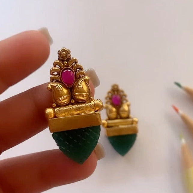 Green Shubhanga Stud Earrings