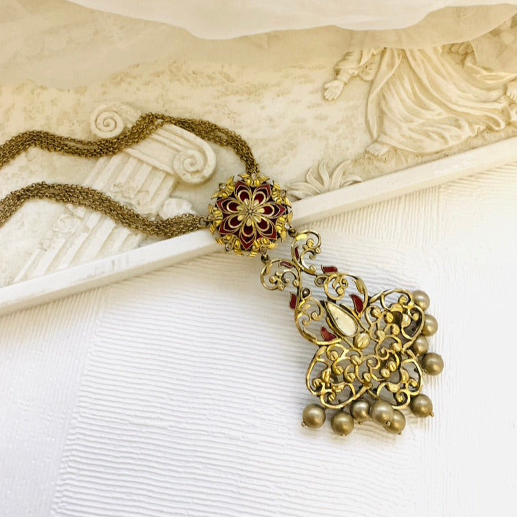 Majestic Maroon Martini Necklace