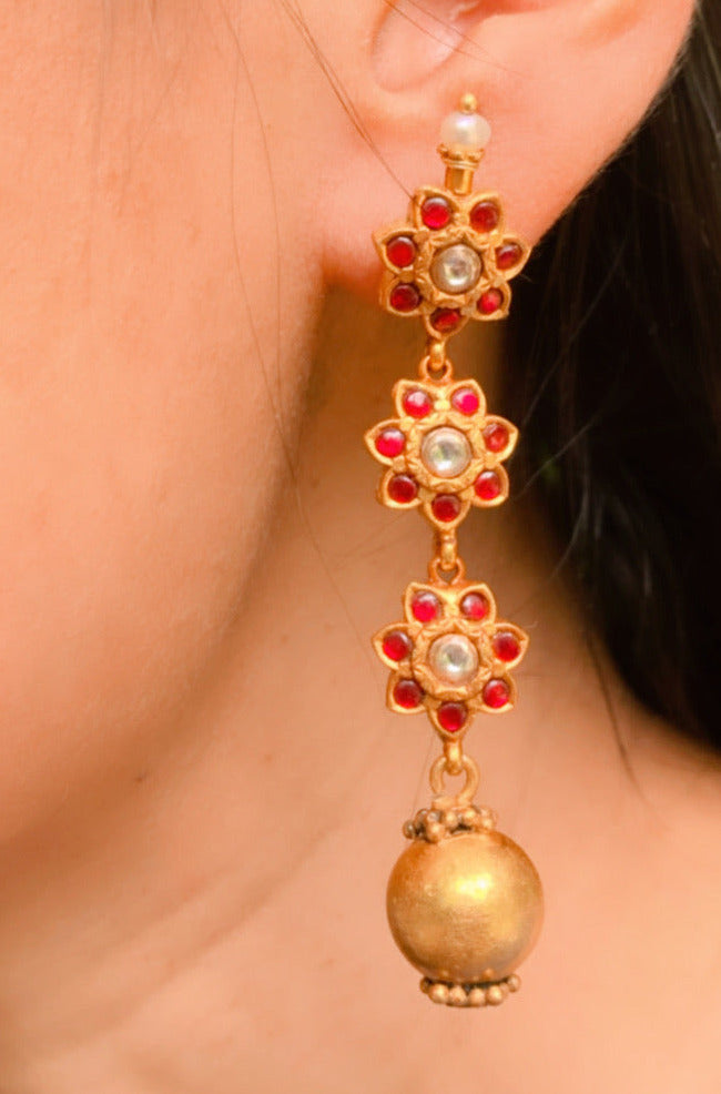 Three Floral Gundu Jhumki