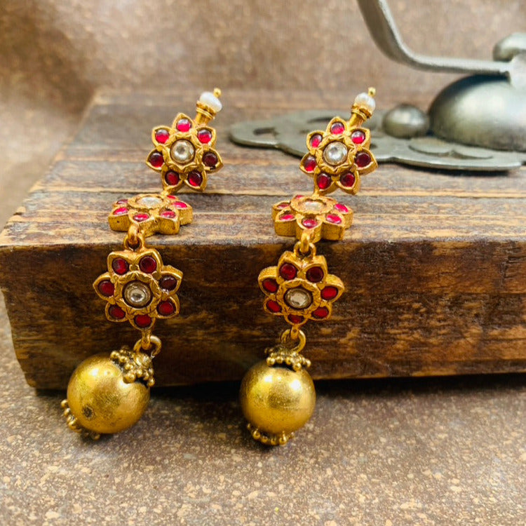 Three Floral Gundu Jhumki