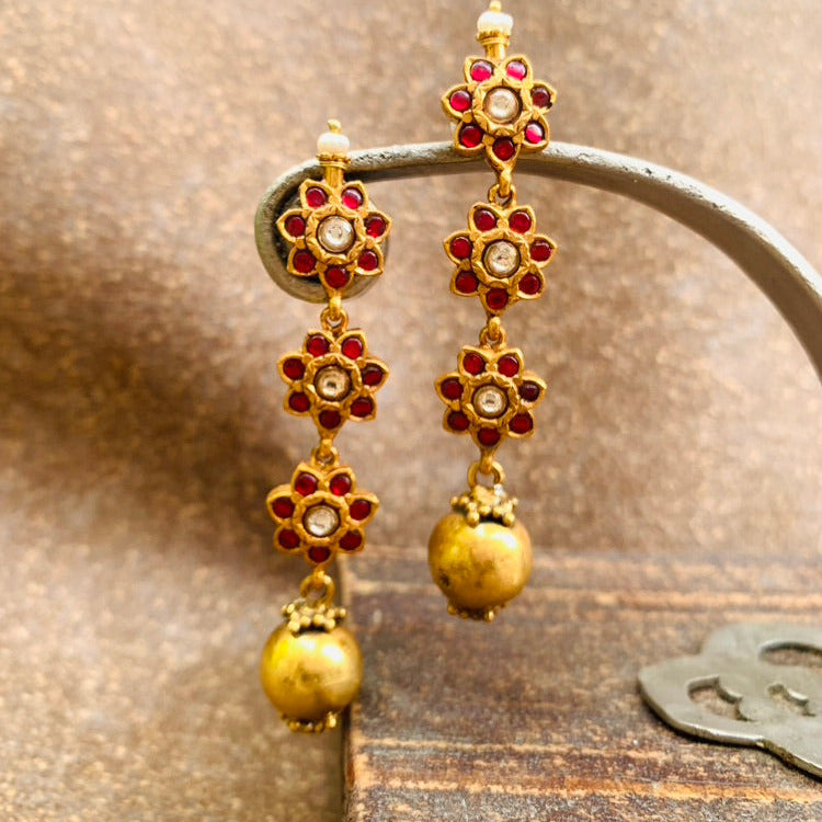 Three Floral Gundu Jhumki